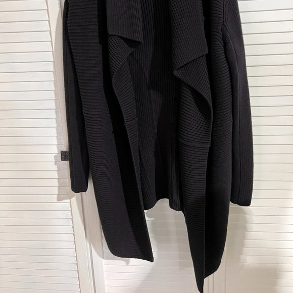 Kookai Size 2 ( AUS 12)  Black Thick Wool Blend Cardigan Waterfall Open Style - Picture 2 of 10